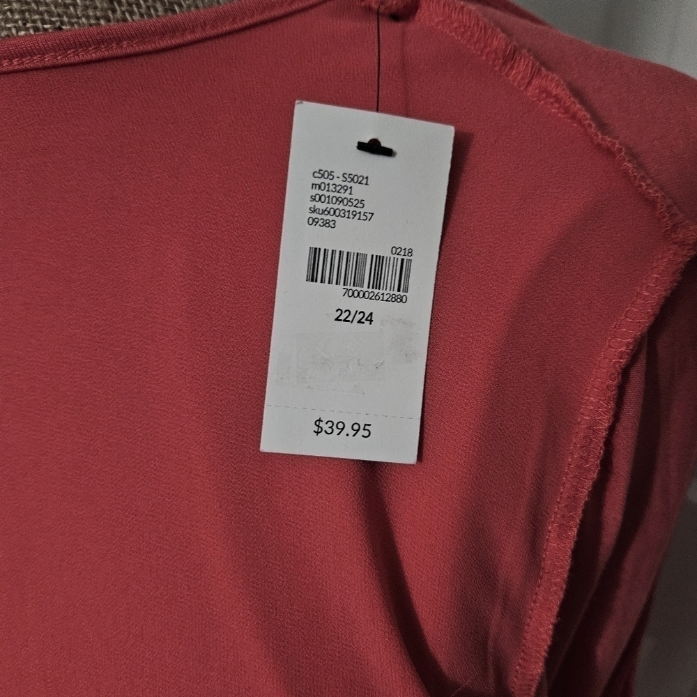 Lane Bryant New Open Waterfall Front Lightweight Coral Cardigan Size 22/24 - Picture 9 of 11